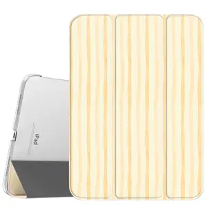 Yellow Stripes Paintings Case for iPad A16 2025 / iPad air 6/ iPad mini 6 Air, Pro 4,5,6,7, Slim Stand Cover with Soft Translucent Frosted Back Pencil Slot, for Samsung Galaxy Tab S9 S6,7,8,9,10FE + A7 LTE Tablet Cases