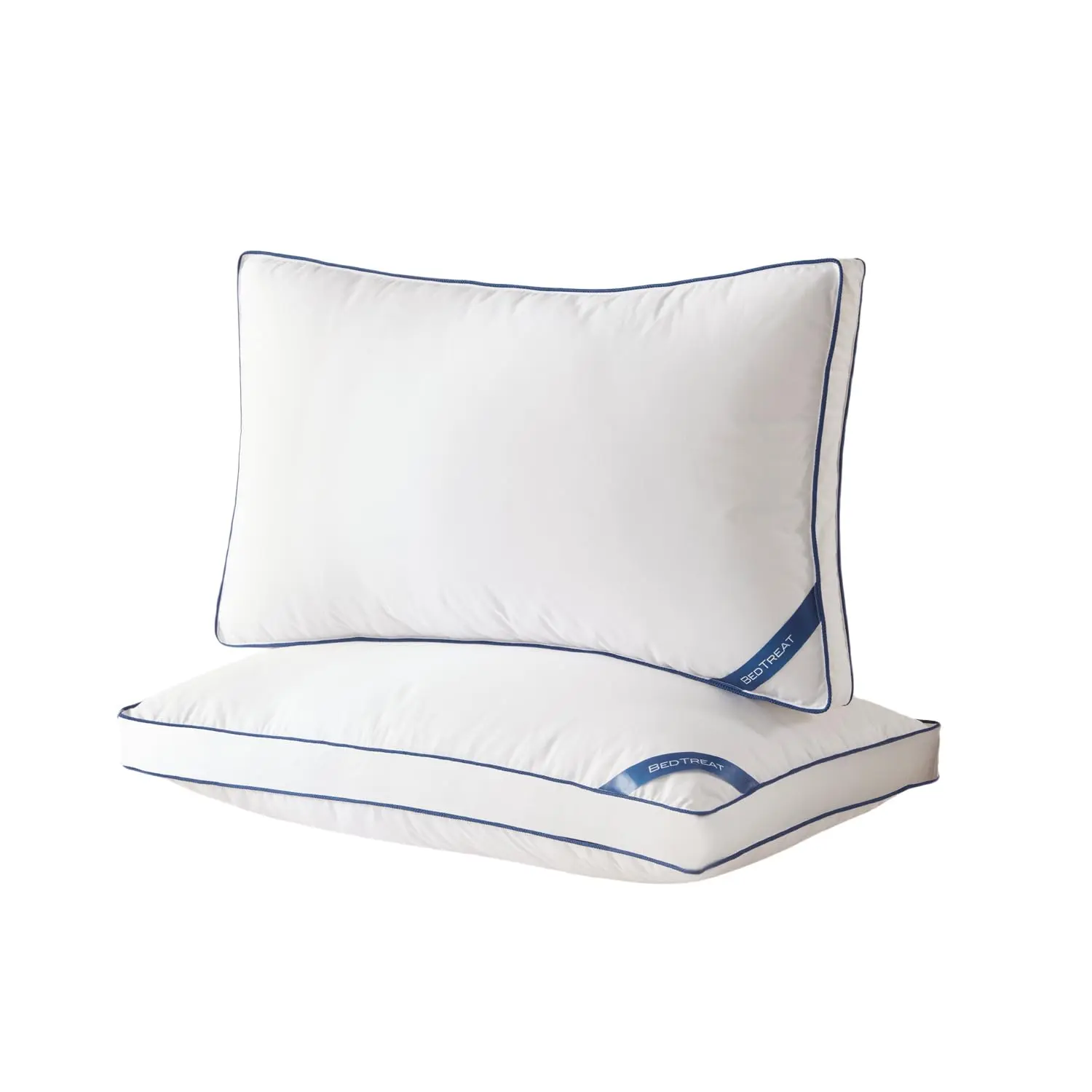 BedTreat Goose Down Feather Pillows Queen Size Set of 2, Luxury Soft Hotel Quality pillows for Sleeping, Organic Cotton Cover Bed Pillows