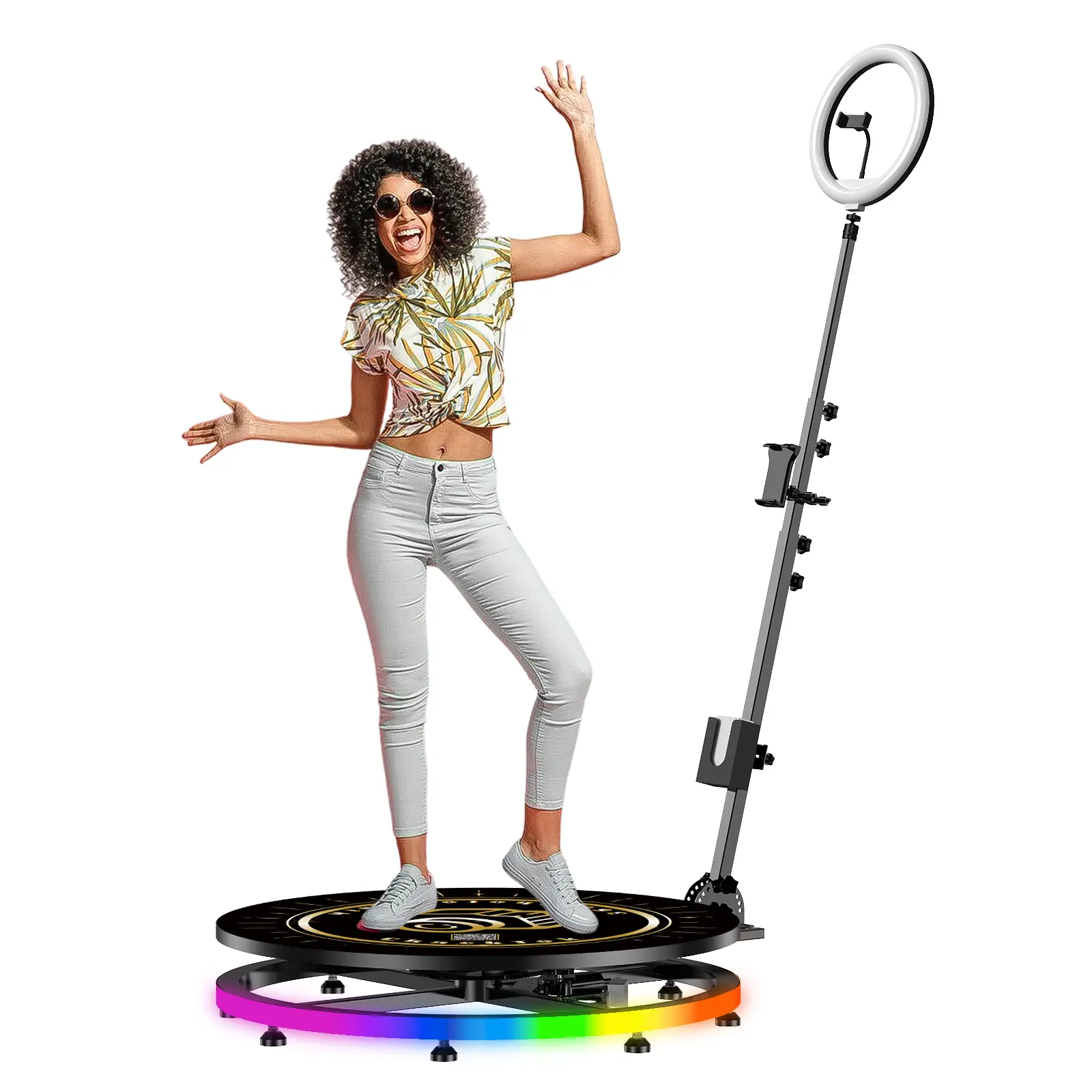 360 Photo Booth Machine for Parties,Wedding,Chrismas,LED Ambient light,Logo Customization,Software APP Remote Automatic 360 Spin Camera Booth  for 2-3 People (26.8''-39.4'')
