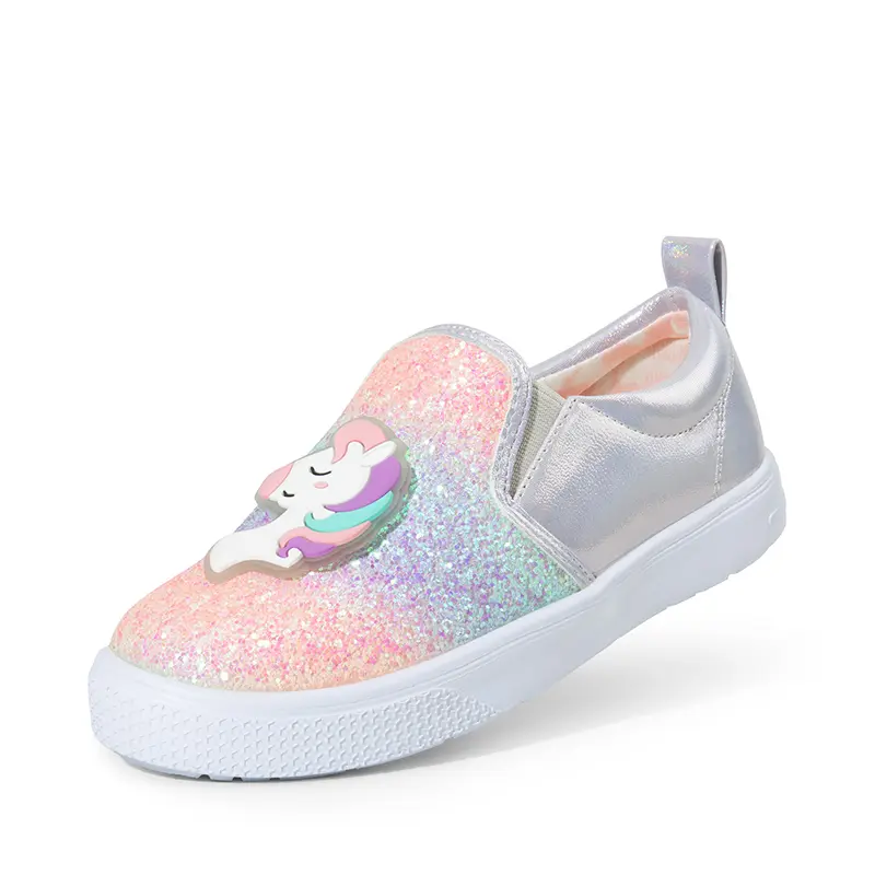 DREAM PAIRS Toddler & Little Girl Slip-On Walking Trainers - Round Toe, Elastic Stretchy Straps, Colorful Fun Design, Comfortable Kids' Footwear
