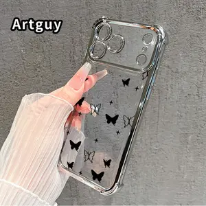 Compatible with Phone Case iPhone 17 Pro Max 16 15 Plus Air 14 13 12 11 E Starlight Butterfly Pattern Transparent Full Coverage Four Corners Anti-drop Casing