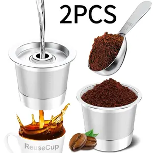 2-Piece Reusable K-Cups, Stainless Steel Refillable K-Cup Pods For Keurig Brewers, Keurig-Compatible Metal Coffee Pods, K-Cup Filters, Mesh