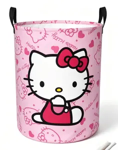 Sanrio Hello Kitty Foldable Handle Laundry Basket, Home Supplies Storage Organizer Shelf Basket