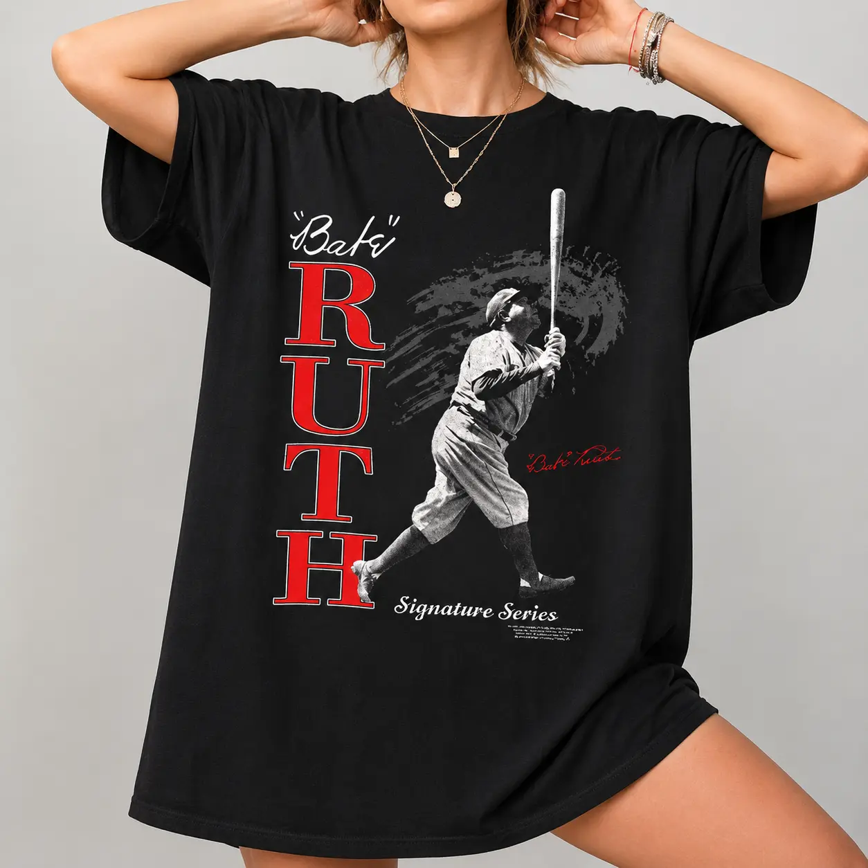 Babe Ruth Signature Series Shirt, Vintage Baseball Graphic Tee, Retro Yankees Legend T-Shirt, Classic Baseball Fan Gift