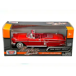 Motormax 1:24 1958 Chevrolet Impala Conv Red Diecast Model Toy Car