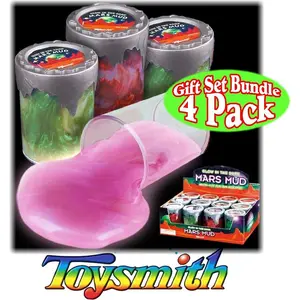 Glow in The Dark Mars Mud (Slime/Putty) Complete Gift Set Party Bundle - 4 Pack