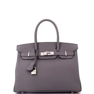 Pre-owned HERMÈS Leather Tote Bags REBAG Hermes Birkin Handbag Grey Togo with Palladium Hardware 30 by Rebag