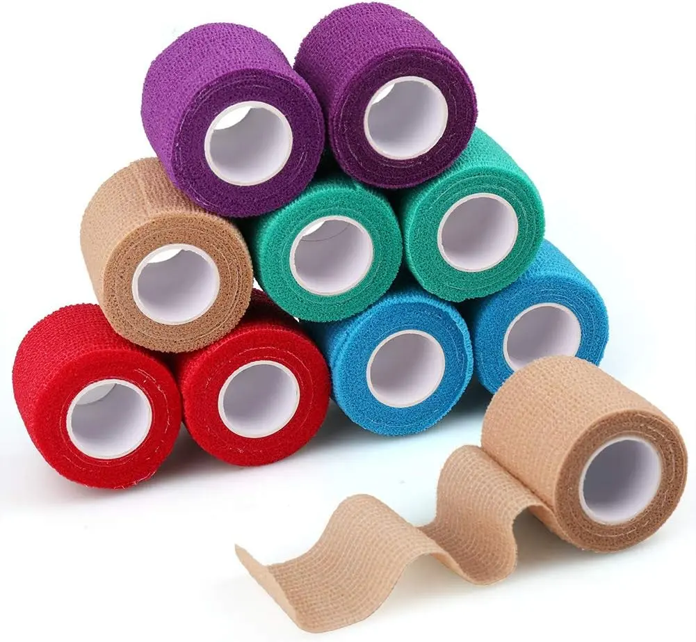 Lotfancy 10 Rolls Self Adhesive Vet Wrap, 2 Inch Cohesive Bandage Wrap for Wound Care, Elastic Pet Tape for Dogs, Cats, Horses, Breathable Medical First Aid Tape for Paw, Leg, Foot, Assorted Colors