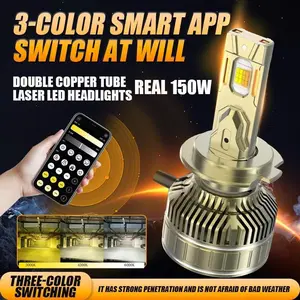 Smart APP LED Car Headlight H7 H4 Low Beam 98600LM 3 Color Modes Waterproof Super Bright – Penetration Car Accessories