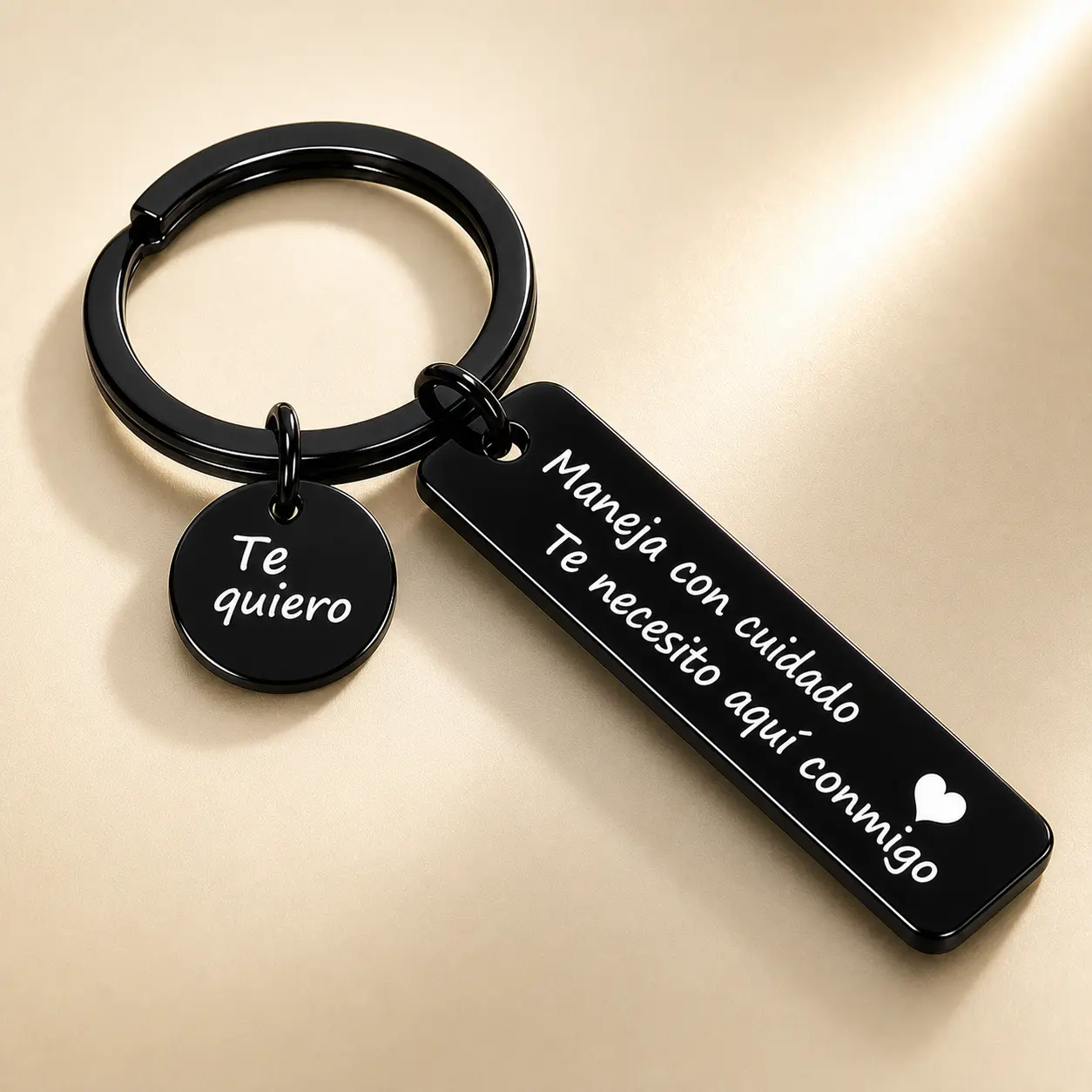 Veyla Rust Resistant Stainless Steel Keychain Accessory - Engraved "Drive Safe I Need You Here With Me", Dual Languages Option, Heart Detail, Custom Gift for Partners, Car Safety Cue, Daily Use Fashion Accessory