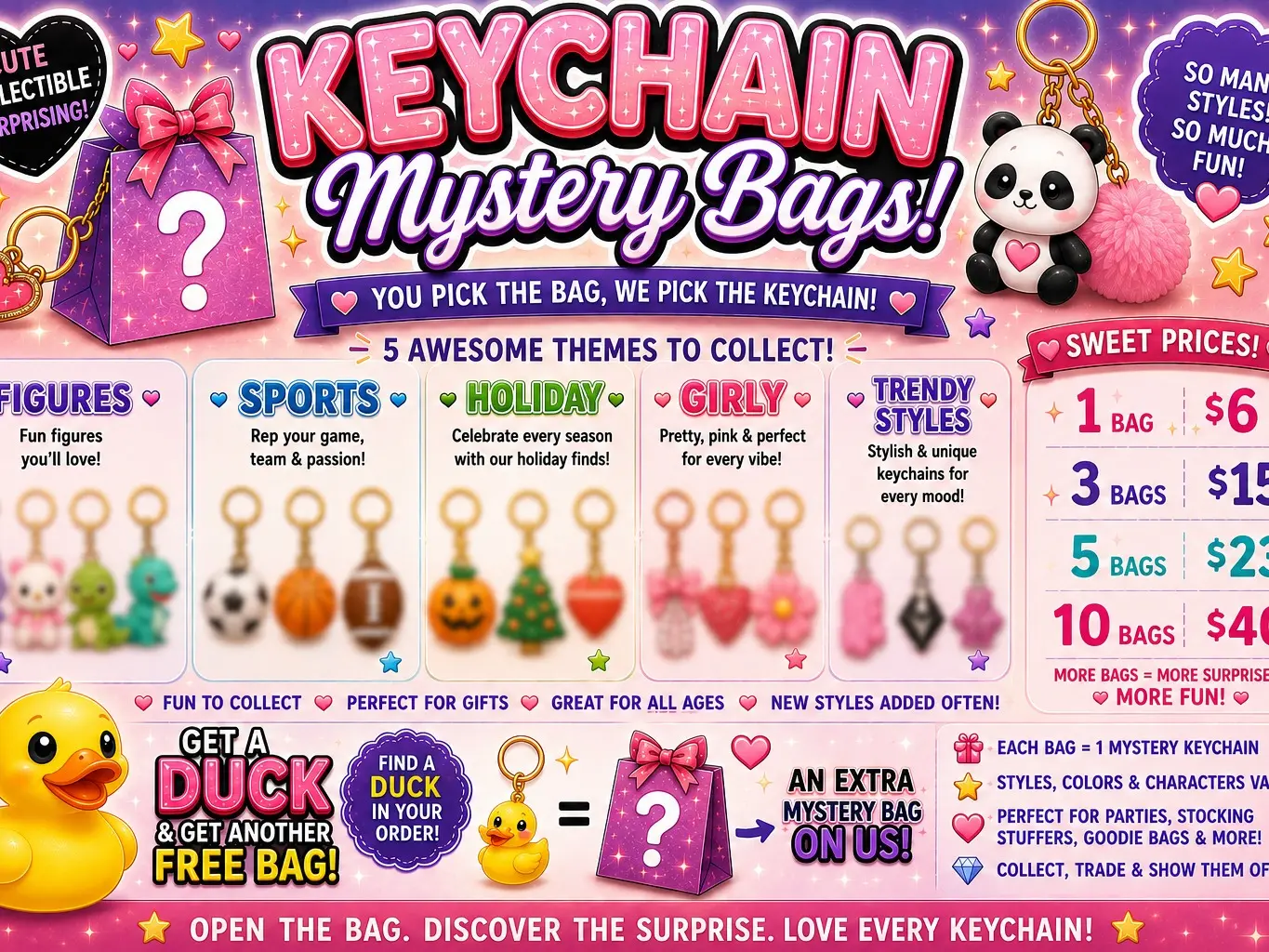 🔑 Mystery Keychain Bags – Every Bag is a Surprise!