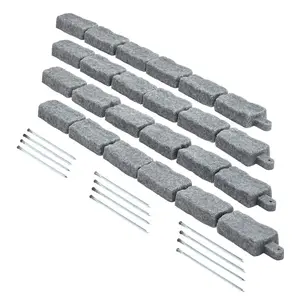 【SummerFinds】VEVOR Faux Stone Landscape Edging,  , 46.4 x 2.2 in Realistic Lawn Edging, Flexible Brick-Sized Garden Edging Border with Anchoring Spikes, Fade-Resistant Yard Edging for Driveways Walkway Grey