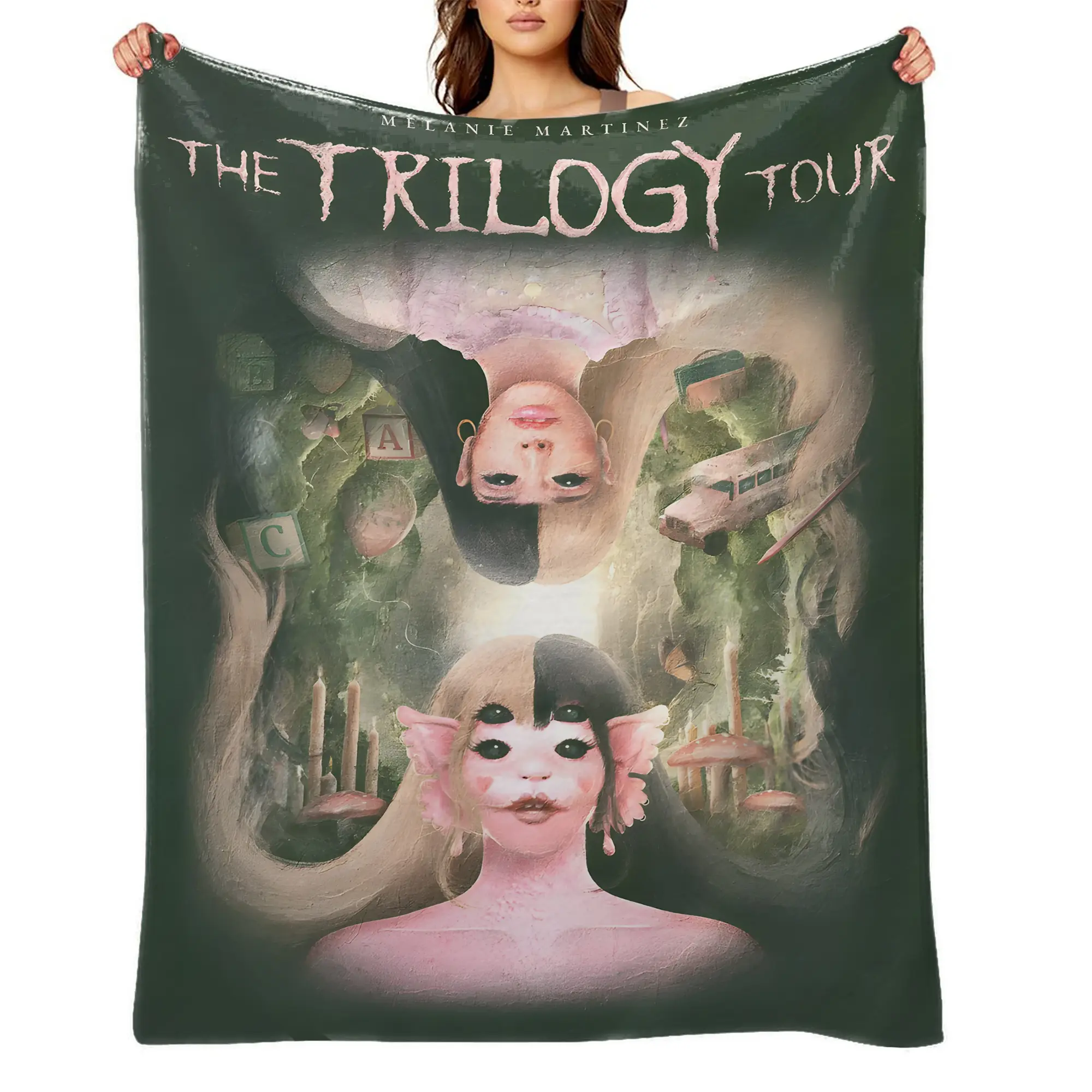 Melanie Martinez Licensed Art 1-Piece Anime Print Flannel Fleece Blanket - Soft Warm Throw, Anti-Shrink, Wrinkle Resistant, Quick-Dry, Machine Washable, Bold Color Retention, Compact Foldable, Ideal for Couch, Gift for Kids A-57