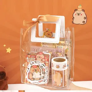 Cute Animal Pattern Stationery Set, 73pcs/set Including Notebook, Sticker, Tape, Pen, Bookmark, Gift Bag & Plush Pendant, Gift for Friend, Sticker Packs