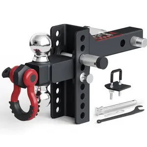 TYT Adjustable Trailer Hitch Ball Mount with Lock&Pin&Rotatable Tow Shackle, Fits 2-in Receiver, 2-in, 2-5/16-in Hitch Ball