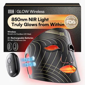 INIA GLOW Wireless LED Face Mask-with Red Light Therapy, 2-Year Warranty, Portable and Rechargeable for LED Facial Mask Skincare at Home and Travel, Best Valentine's Day Gift for Her