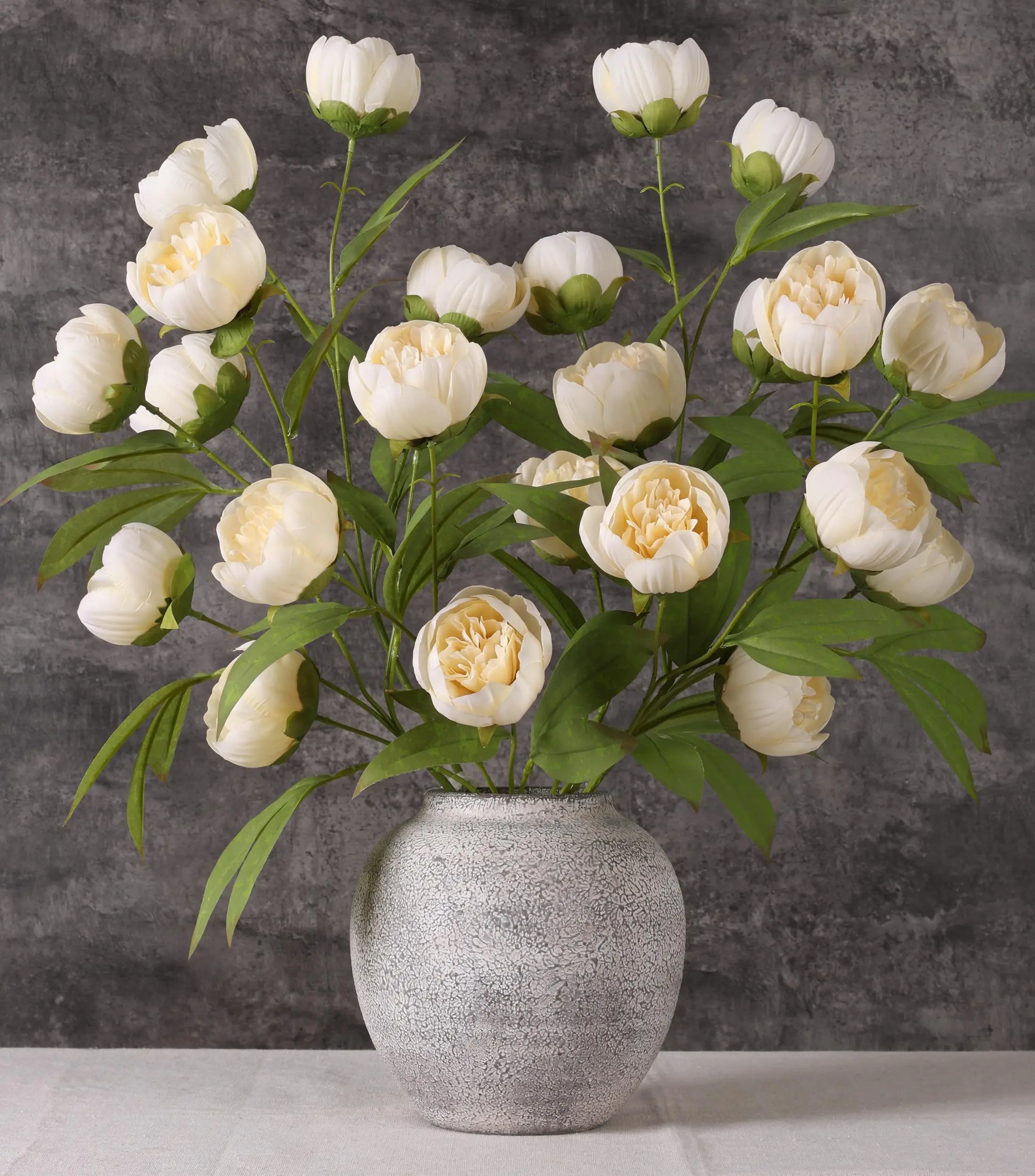 Ivydale Beige 6-Pc Faux Silk Peony Artificial Flowers - 27" Fake Stems for Vase, Decorative Peonies Flower Photo Ornaments, DIY Bouquet Centerpieces, Home Decor Gift (Bulk Supply), Carton