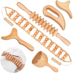12-in-1 Wood Therapy Massage Tools Wooden Massager Body Sculpting Tools Kit Wood Therapy Tools for Muscle Pain Relief Body Shaping Anti-Cellulite