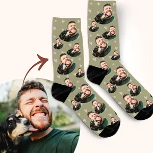 Custom Socks from Photo, Pet Parent Gift, Dog Dad Gift, Father's Day Gift, Dog with Owner Photo on Socks