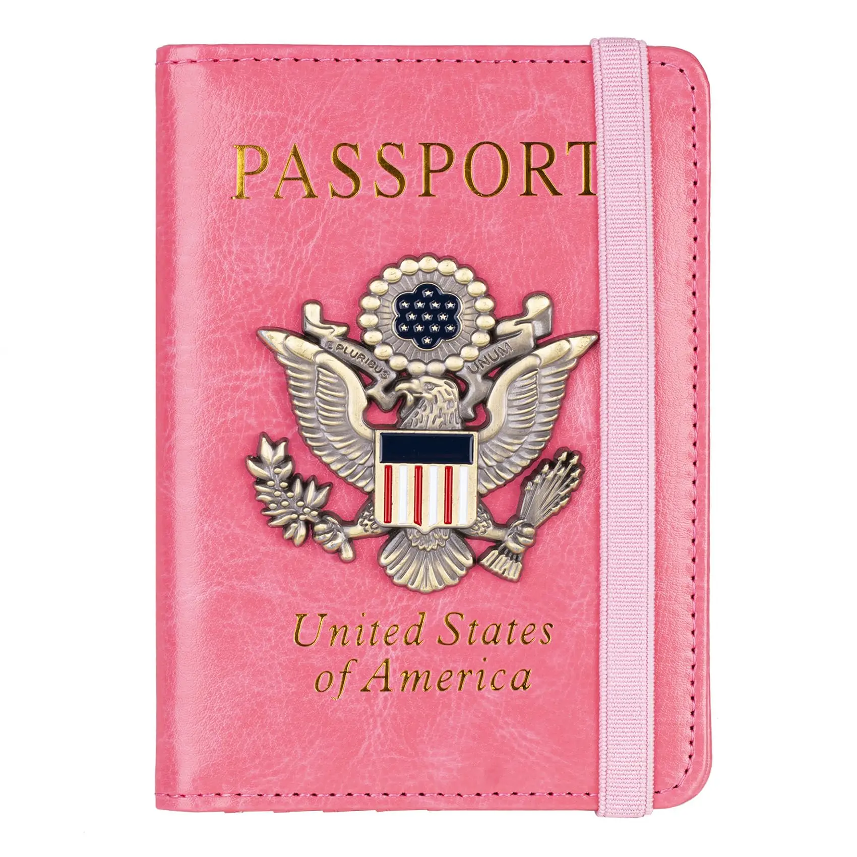 Passport Holder Cover Wallet RFID Blocking Leather Card Case Travel Accessories for Women Men (Pink)