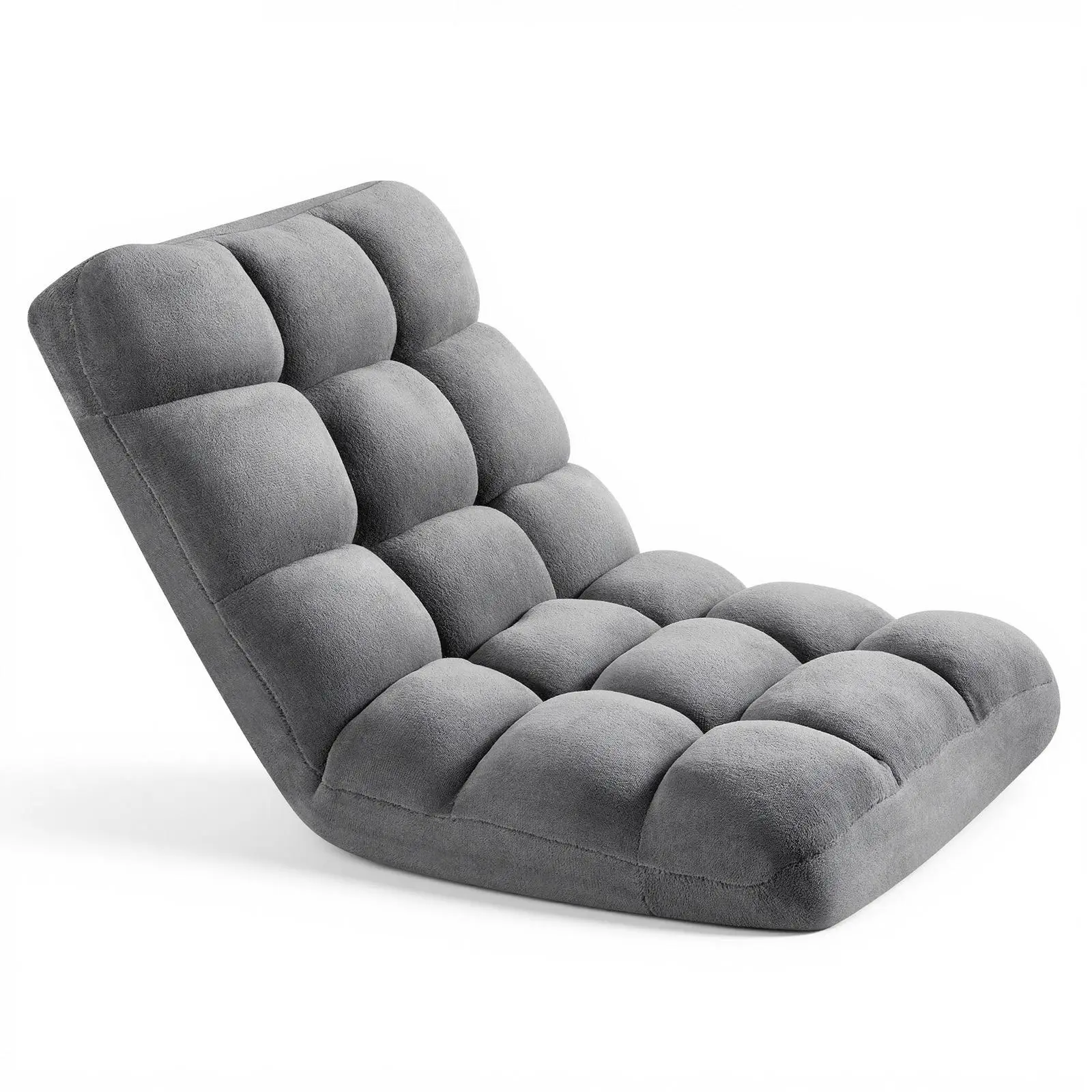 【SummerFinds】VEVOR Floor Chair, 14 Adjustable Positions Folding Floor Gaming Chair with Back Support, Sturdy Metal Frame with Recycled Foam and Coral Fleece Surface, Multifunctional for Reading, Relaxing, Gray