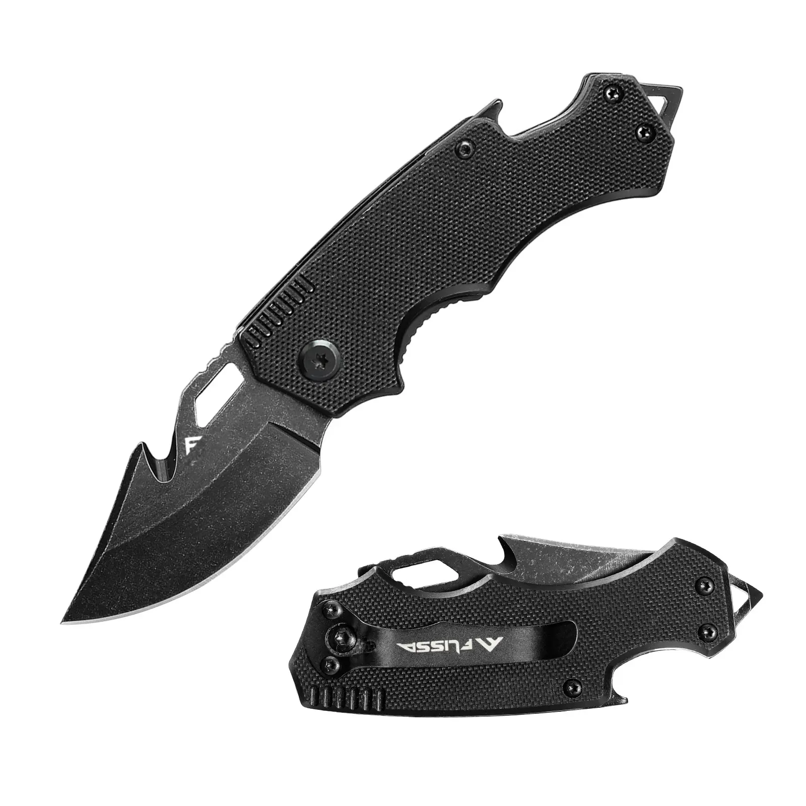 #summersale FLISSA Mini Folding Pocket Knife, 2.5-Inch Stainless Steel Drop Point Blade, EDC Pocket Knives for Men with Bottle Opener and Glass Breaker