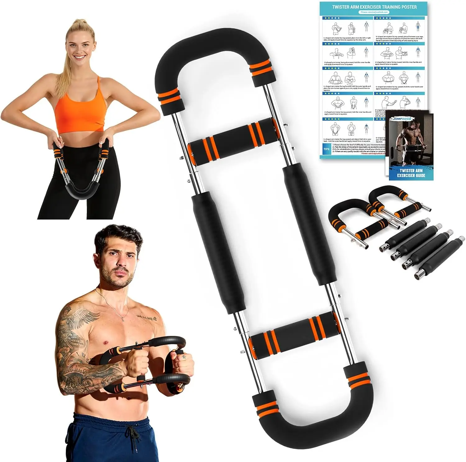 U-Shaped Power Twister Arm Exerciser with 30-120LB Adjustable Resistance, Detachable & Portable Strength Training Bar for Chest, Forearm & Shoulder Home Gym Workouts, Upper Body, Fitness Training Equipment, Strength Conditioning Equipment inner