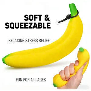Giant Realistic Banana Squishy, Jumbo Decompression Squeeze Banana Ball, Funny Prank Gag Gift, Soft Sensory Fidget Item for Kids & Grown Ups, Anxiety Relief Novelty Food Play Toy