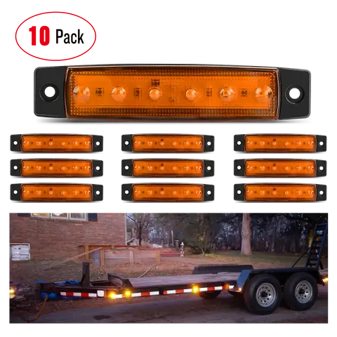 Nilight 3.8in 6-LED Amber Side Marker Truck Lights (10 Pcs) - ABS Automotive Trailer Clearance Light Kit, Easy-Install Led Truck Pickup Side Lamp, Car Accessories, Father's Day Gift