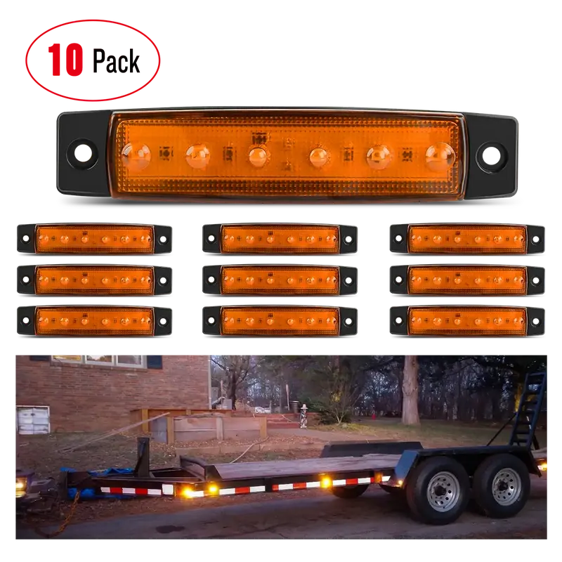 Nilight 3.8in 6-LED Amber Side Marker Truck Lights (10 Pcs) - ABS Automotive Trailer Clearance Light Kit, Easy-Install Led Truck Pickup Side Lamp, Car Accessories, Father's Day Gift