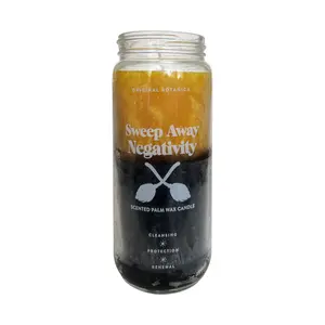Sweep Away Negativity Intention Scented Clean Burning Palm Wax Candle for Cleansing and Protection