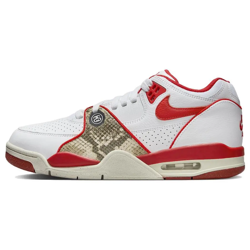 Stussy x Nike Collaborative Leather Air Flight 89 Low SP Edition 'Habanero Red' Sports Sneaker, Casual Wear
