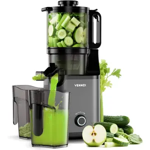Press Juicer, 5.7" Extra Large Feed Chute, Juice Extractor Machine with Dual Auger, Slow Masticating Juicer for Whole Vegetables and Fruits, High Juice Yield, Easy to Clean, BPA Free