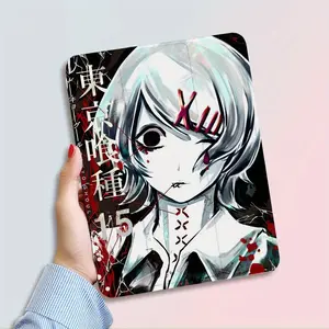 Tokyo Ghoul Protective Case for iPad, built-in pen holder, suitable for iPad 9.7/ 10.2/ 10.9/ 12.9/ Pro 11/ 10 generations - lightweight, anti-slip, scratch-resistant, foldable design, cute illustrations, durable TPU material, cute Case for iPad