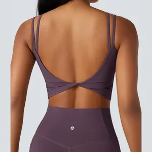 Halara UltraSculpt Double Straps Twisted Backless Cropped Yoga Tank Top