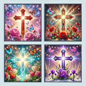 4pcs Fresh Flower Diamond Painting Kit, Diamond Art Tools, Adult Art Craft Set, DIY 5D Round Drill Home Decor, Beginner Friendly Wall Decoration