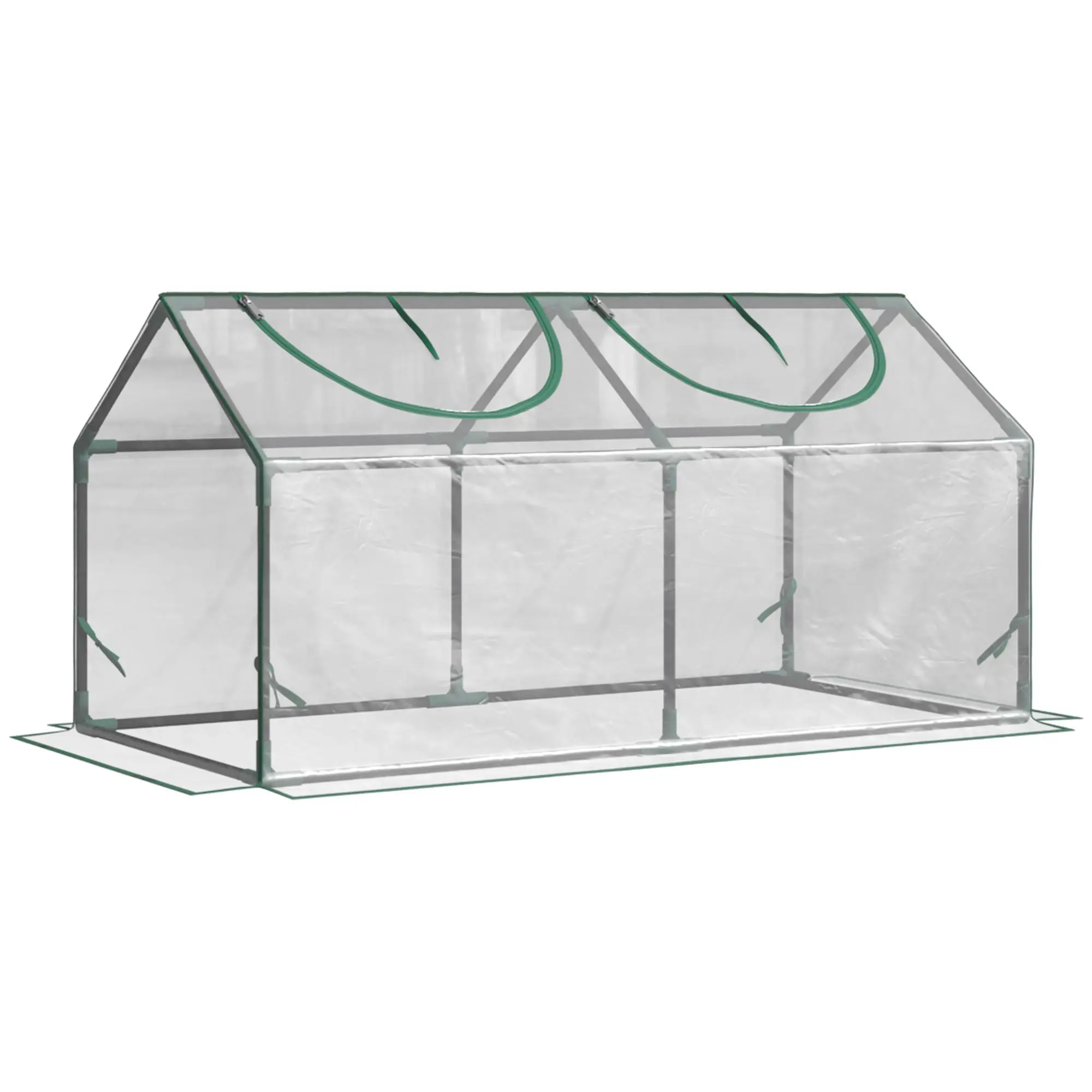 Outsunny 4'x2'x2' Portable Mini Greenhouse Garden Plant Supplies - PE Cover, Roll-Up Zippered Windows, DIY Gardening Plant Enclosure for Easy Grow, Natural Light & Extending Growing Season (Indoor/Outdoor Use)