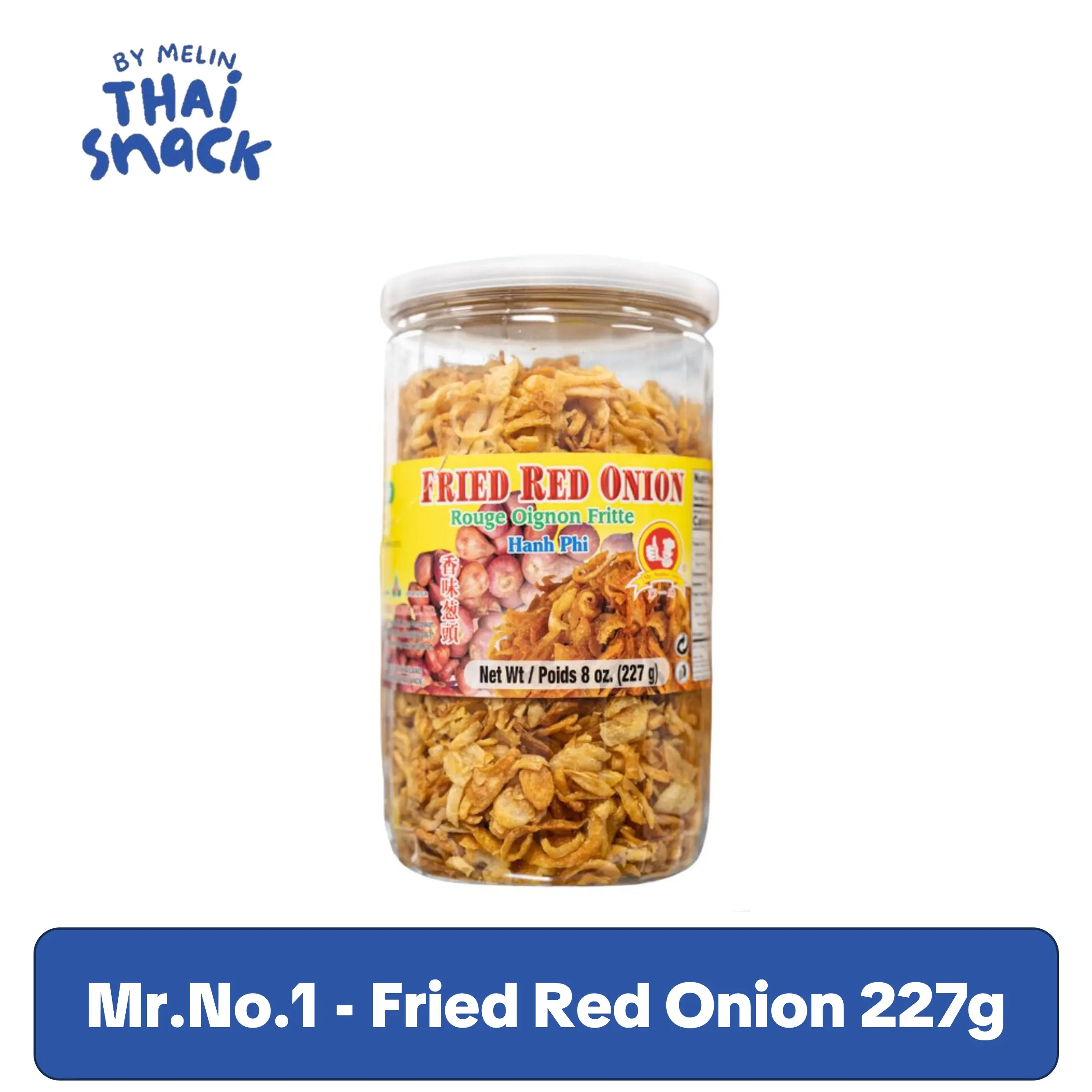 Mr.No.1 Dry-Fried Crispy Red Onion Snacks, 227g - Ambient Room Temp Snack for Home Cooking, Adds Flavor to Sandwich Crunch, Yes for 18 Years and Above