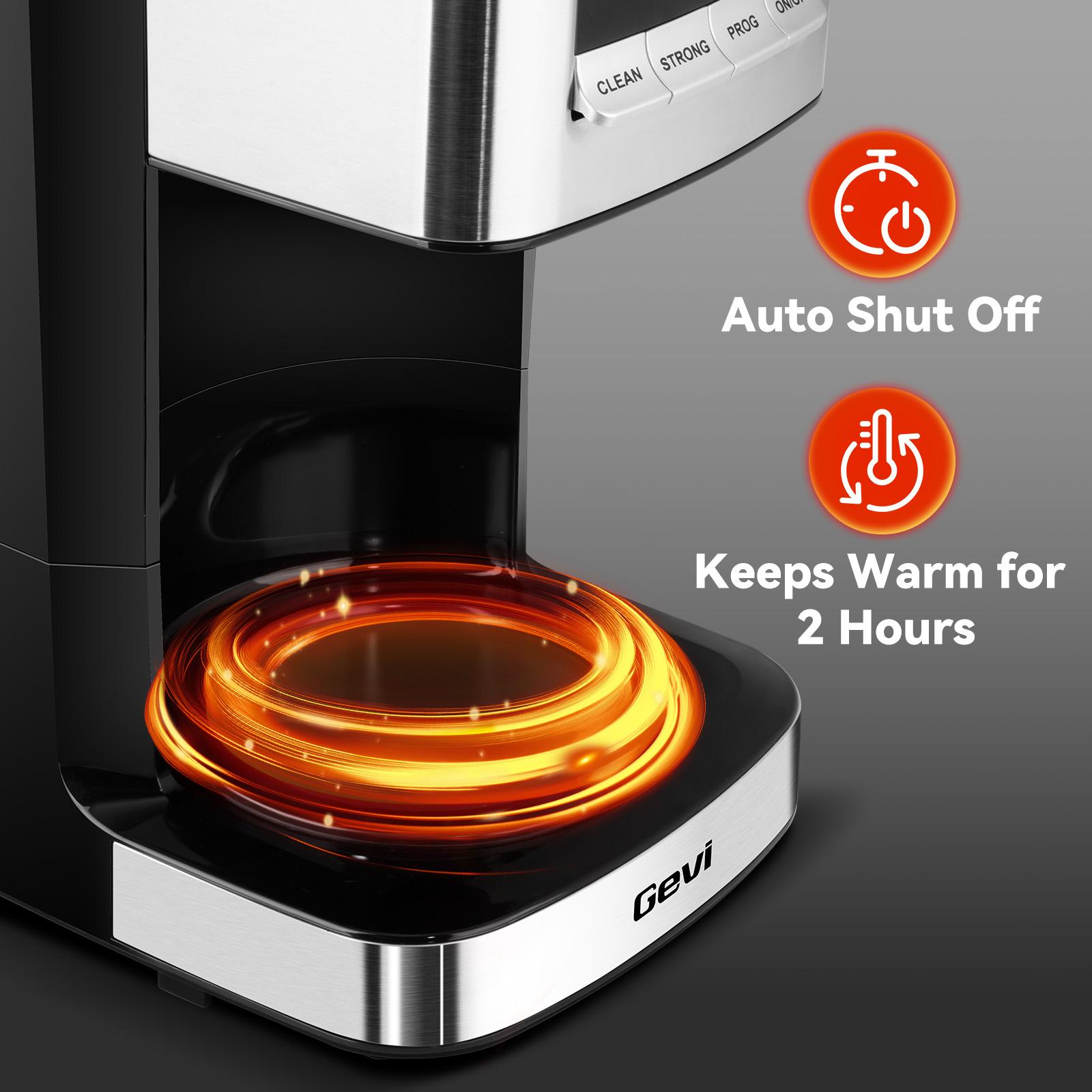 Gevi 12-Cup Coffee Maker with LED Touchscreen - 2 Brew Styles, 24H Programmable & Auto Keep Warm, 2-Hour Warm Function & Easy Clean, Compact 1.8L Coffee Machine Gevi 12-Cup Coffee Maker with LED Touchscreen - 2 Brew Styles, 24H Programmable & Auto Keep Warm, 2-Hour Warm Function & Easy Clean, Compact 1.8L Coffee Machine