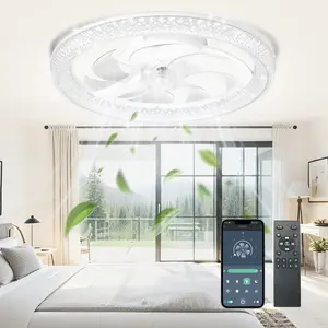 HYPERLITE Smart Ceiling Fan Lamp Quiet 6 Speed Remote Control Dimmable Lighting Chandelier Flush Mount Energy Efficient Ceiling Fixture for Bedroom Living Room Kitchen Home Office, FallFreshness stockup mothersday
