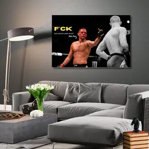 Nate Diaz Flaag - MMA Canvas Art – Fighter Portrait Print, Sports Room Wall Poster, Ufc Flag, Trending Flag.