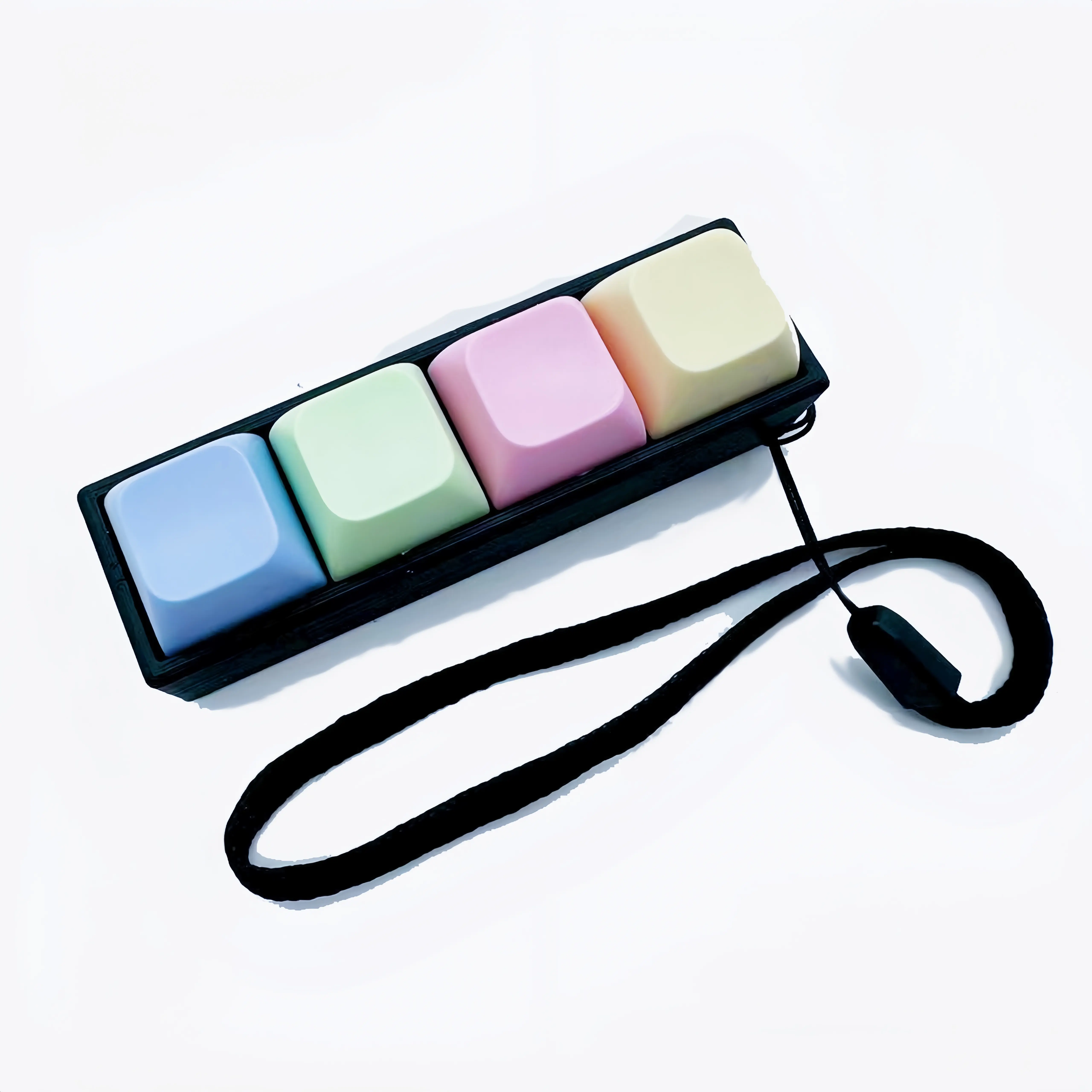 Quirky Functional Compact 4-Key Layout Mechanical Keyboard Keychain with Macaron Keycaps, Keyboard Fidget Stress Relief Toy, Office Relaxation Toy, Halloween Gift Decoration