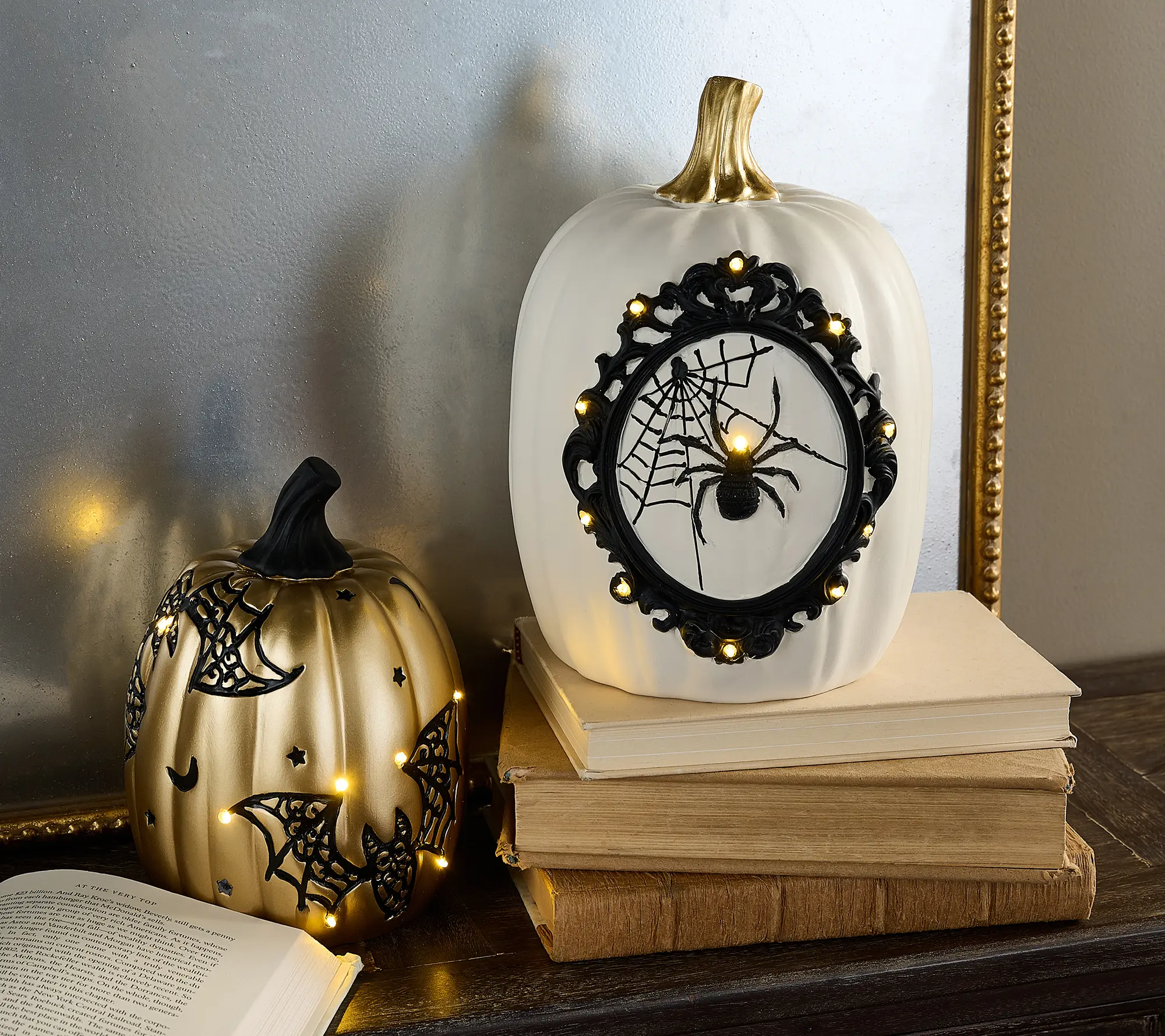 Sister Road Set of 2 Decorative Resin Pumpkins