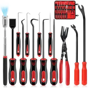 13 Pcs Precision Pick and Hook Tool Set with Clip Removal Plier Rivets Puller Fastener Remover Telescoping Magnetic Pickup Gasket Scraper for Electronics Maintenance Pick Tools Automotive Repair
