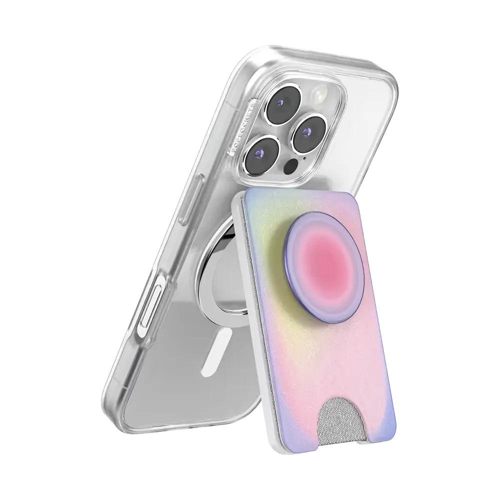 MagSafe Kick-Out PopWallet+ & Stand - Holds 3 Cards, Prop Phone in Portrait or Landscape, Snap On/Snap Off, Adaptor Ring Included, Compatible with iPhone 12 and Later