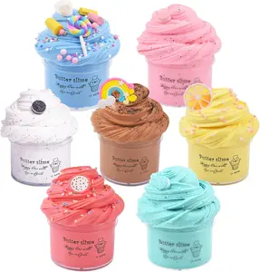 7 Pack Butter Slime Kit, Soft and Non-Sticky Sludge Toy, for Girls Boys Party Favor, Birthday Gifts, Stress Relief Toy