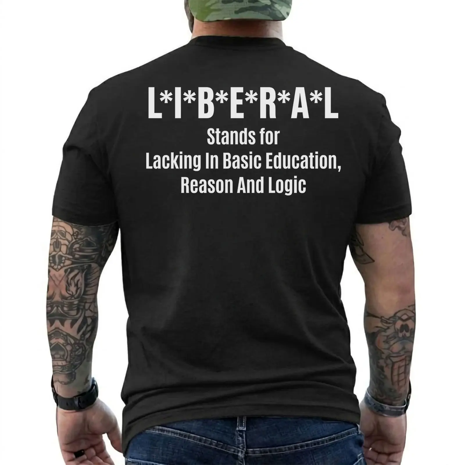 Funny Conservative T-Shirt for Men, Liberal Stands for Lacking In Basic Education Reason And Logic Graphic Tee, Political Humor Shirt, Republican Gift for Him, Short Sleeve Printed Graphic Shirt, Daily Casual Cotton Menswear