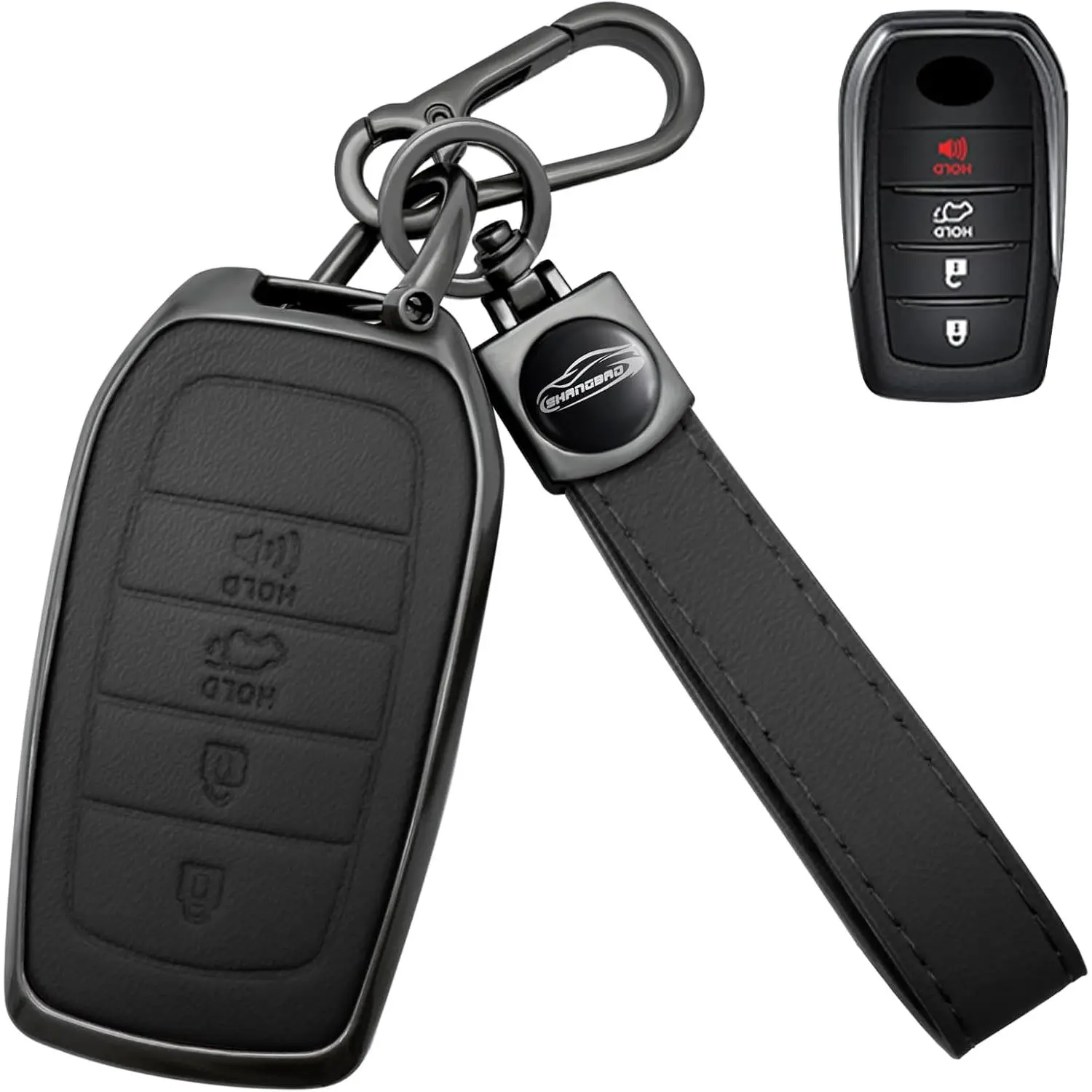for Toyota Key Fob Coverwith Leather zinc Alloy Keychains,for 2022-2024 2025 Toyota Tundra, for 2023-2025 Sequoia,for Camry 2025, for 2024 Grand Highlander,for 2024 Tacoma