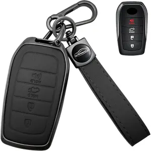 for Toyota Key Fob Coverwith Leather zinc Alloy Keychains,for 2022-2024 2025 Toyota Tundra, for 2023-2025 Sequoia,for Camry 2025, for 2024 Grand Highlander,for 2024 Tacoma