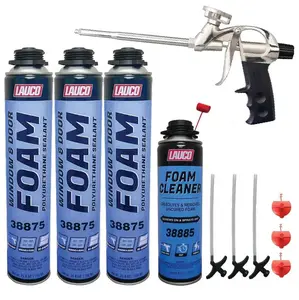 High-Density Expanding Foam Sealant Spray Insulation Kit with Gun, Cleaner, and Draft-Resistant Adhesive Spray, Draft-Resistant Adhesive Sprays